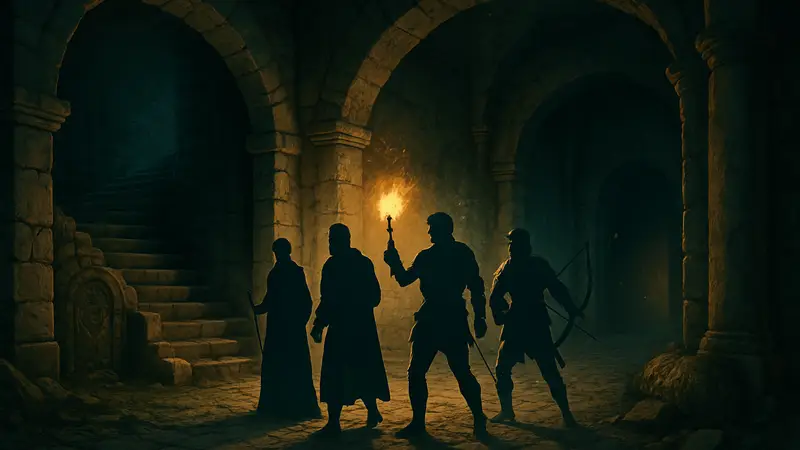 Скриншот из The Temple of Elemental Evil: герои исследуют подземелье после получения патча.
