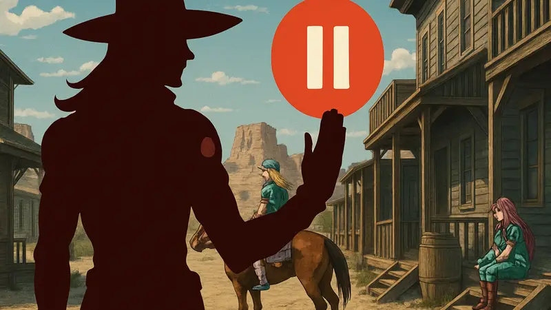 Кадр из аниме JoJo's Bizarre Adventure: Steel Ball Run, символизирующий задержку релиза