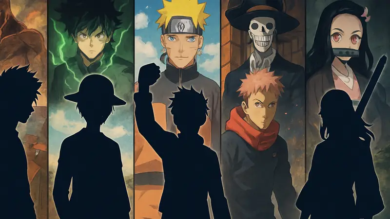 Коллаж из ключевых персонажей 6 популярных сёнен аниме, которые не имеют плохих сезонов и отличаются высоким качеством.