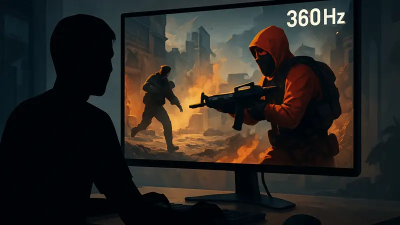 Игровой монитор с частотой обновления 360 Гц, показывающий динамичную игровую сцену.