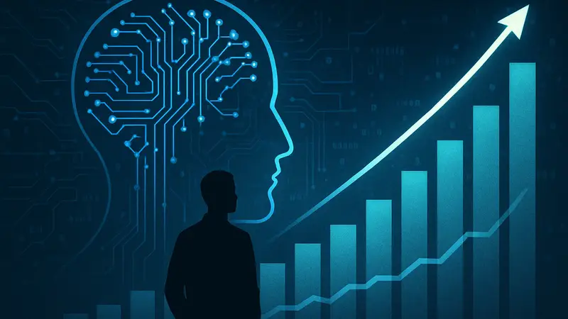 Логотип Anthropic на фоне символики искусственного интеллекта и графиков роста инвестиций.