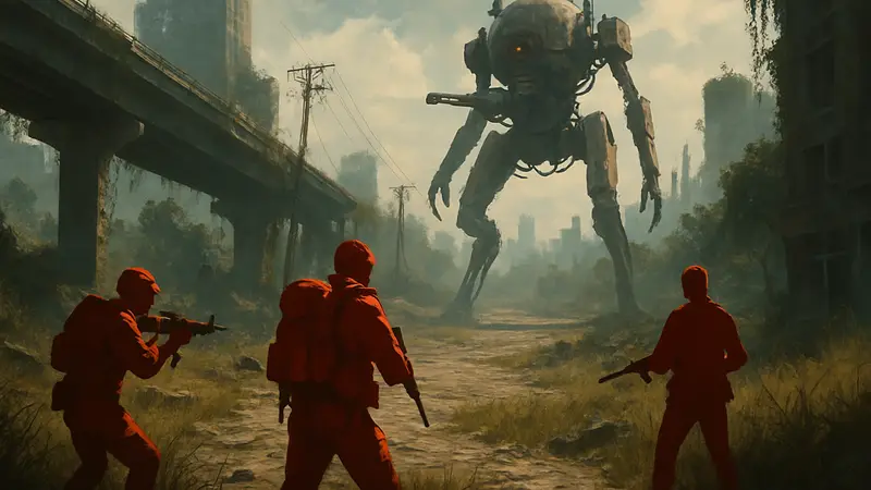 Игровой скриншот из Arc Raiders с элементами шутера и футуристического постапокалипсиса