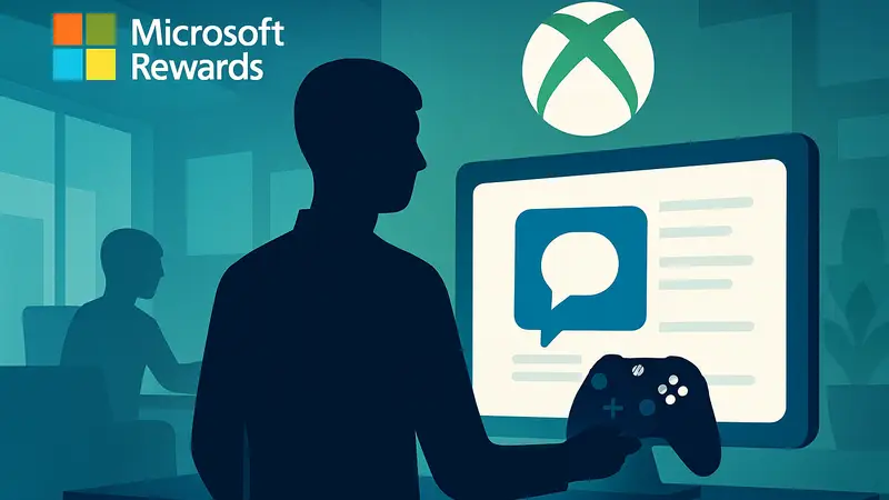 Логотип Microsoft Rewards, Xbox, портал обратной связи, геймпад