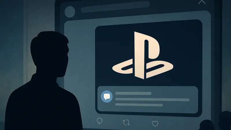 Логотип PlayStation на фоне поста в соцсети X с "Заметкой сообщества"