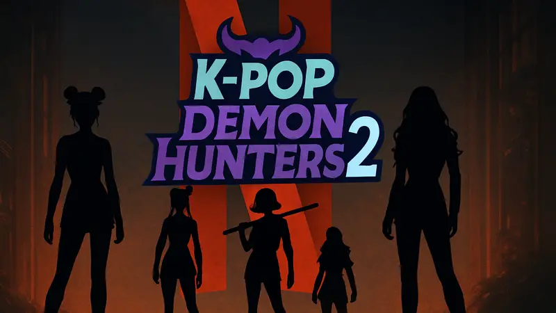 Логотип KPop Demon Hunters 2 на фоне символики Netflix.