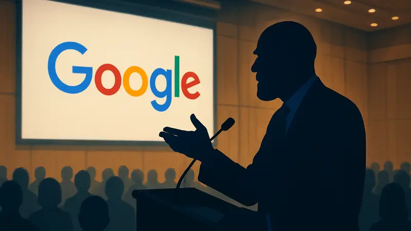 Винтон Серф, «отец интернета», на конференции, символизирующий его вклад в Google.