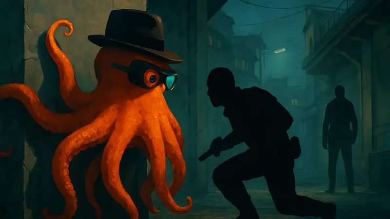 Darwin's Paradox! Осьминог в шпионском режиме пародирует игры Кодзимы.