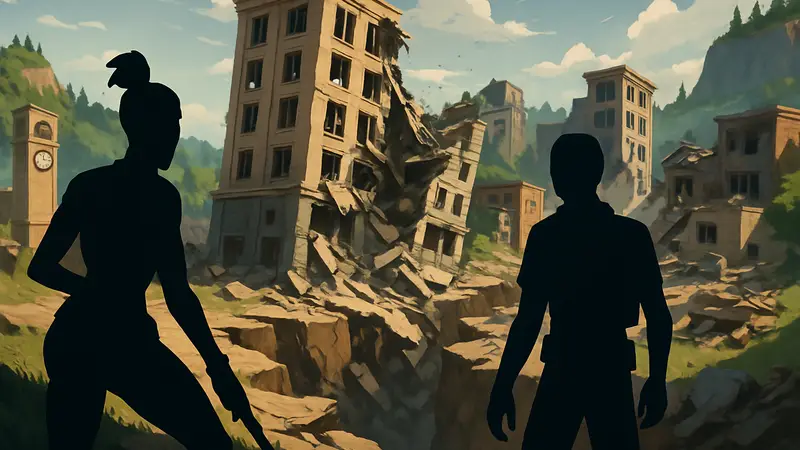 Землетрясения разрушают здания Tilted Towers на карте Fortnite OG перед началом 8 сезона.