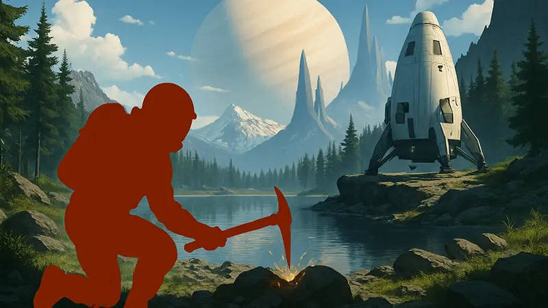 Изображение игрового процесса Icarus, показывающее выживание на инопланетной планете.