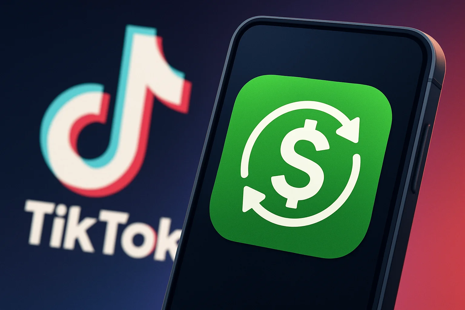 Иконка приложения Freecash на экране смартфона с логотипом TikTok на фоне, символизирующая ложные обещания заработка.