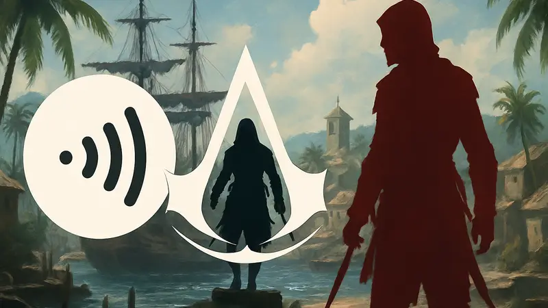 Изображение логотипа GamesVoice и Assassin's Creed Black Flag Resynced