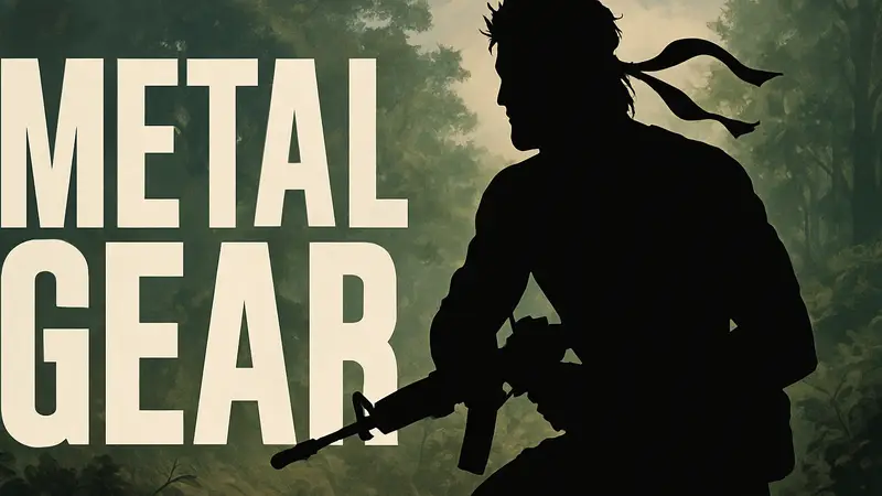Снейк из Metal Gear Solid Delta: Snake Eater на фоне логотипа серии