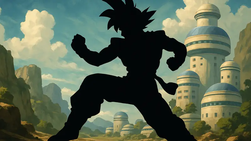 Персонаж, похожий на Гоку, из трейлера Dragon Ball Xenoverse 3 в динамичной позе.