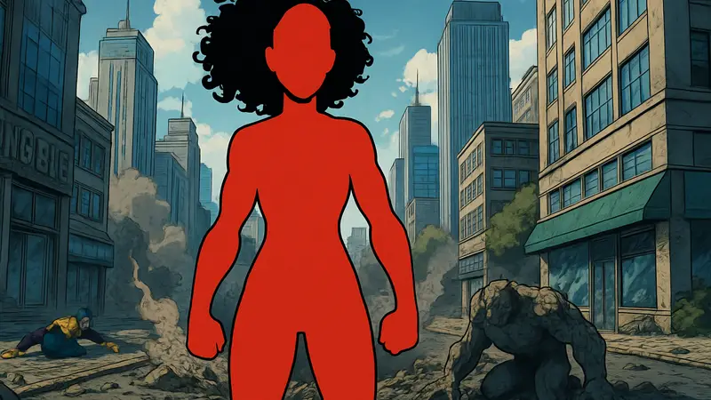 Персонаж из файтинга Invincible VS в стиле комиксов, иллюстрация к истории происхождения от создателей.