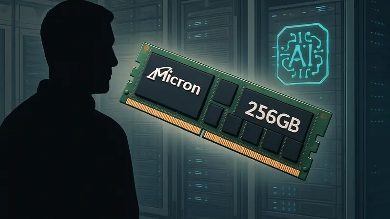 Модуль оперативной памяти Micron на 256 ГБ, предназначенный для ИИ-серверов, с высокими скоростными характеристиками.