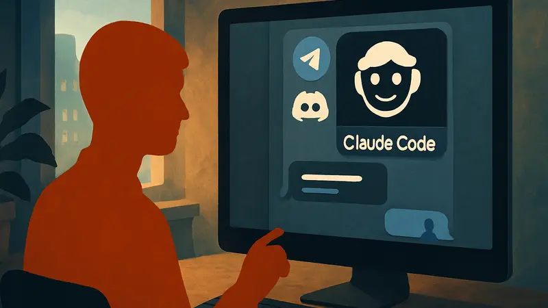 Интерфейс чата с ИИ-агентом Claude Code Channels в Telegram или Discord