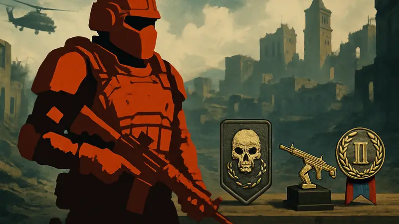 Игрок Call of Duty: Warzone в костюме Iron Gauntlet с наградами за сезон 2