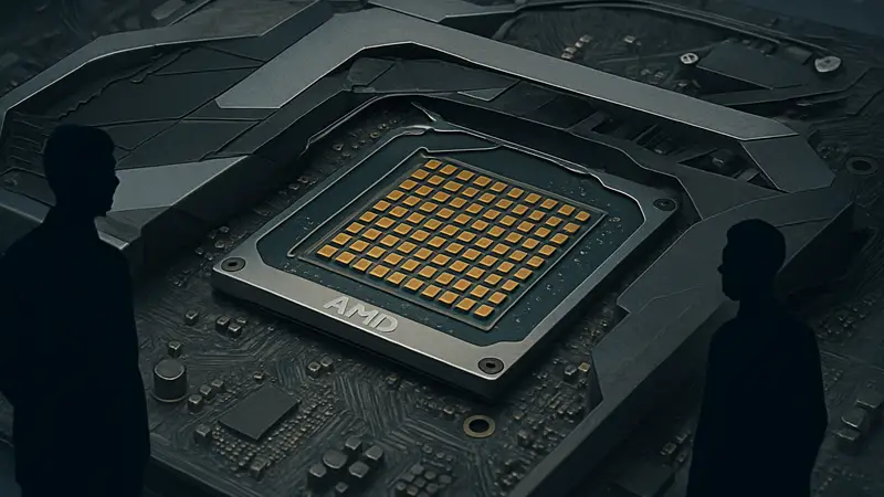 Изображение чипа AMD или рендера новой бюджетной видеокарты с количеством ядер