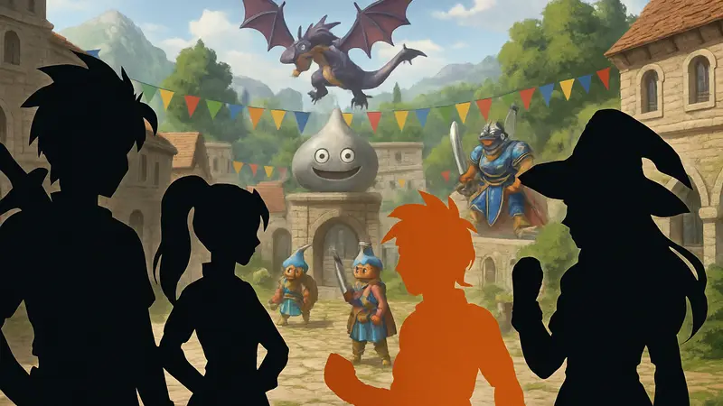 Персонажи из Dragon Quest Smash/Grow и Dragon Quest VI на фоне коллаборационного ивента