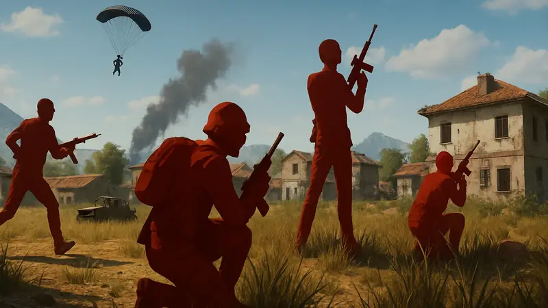 Игровой скриншот из PUBG: Battlegrounds, показывающий поле битвы