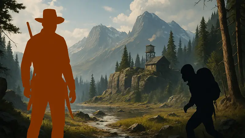 Скриншот или обложка новой игры в открытом мире на Steam, напоминающей RDR2 и Death Stranding