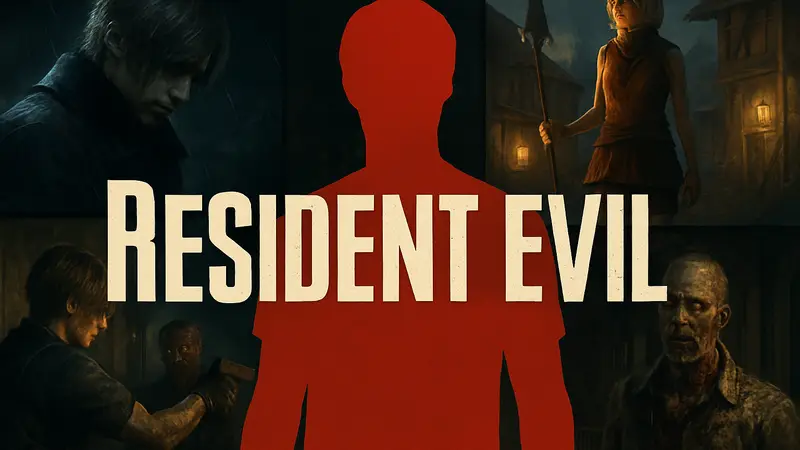 Логотип Resident Evil на фоне кадров из ремейков, стратегия Capcom