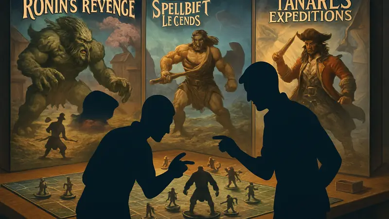 Изображение настольных игр с миниатюрами Ronin's Revenge, Spellrift Legends и Tanares Expeditions