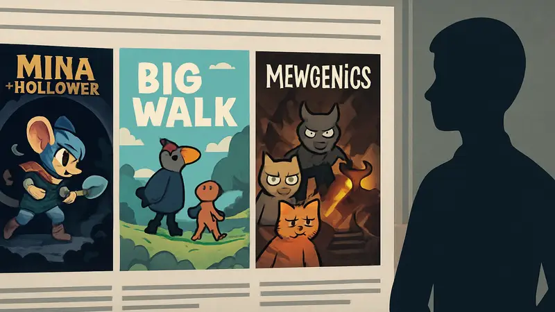 Обложки инди-игр Mina the Hollower, Big Walk, Mewgenics и Slay the Spire 2, претендующих на GOTY 2026.