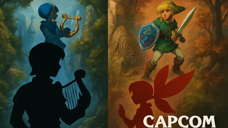 Обложки игр The Legend of Zelda: Oracle of Ages и Oracle of Seasons, логотип Capcom.