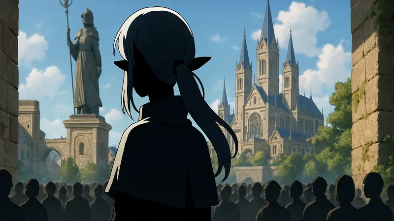 Иллюстрация персонажа Фрирен из аниме Frieren: Beyond Journey's End, лидера рейтинга Crunchyroll