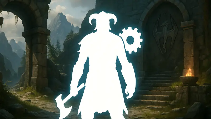 ИИ-сгенерированный персонаж или предмет из Skyrim, символизирующий модификации.