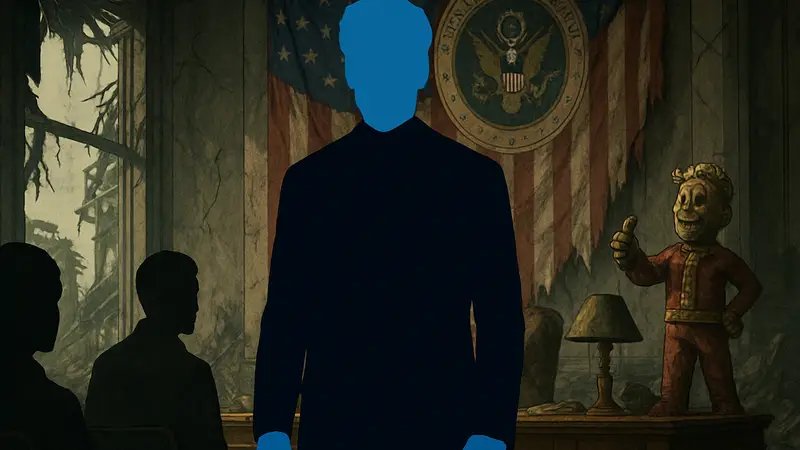 Кадр из сериала Fallout, где изображён президент США в исполнении Клэнси Брауна