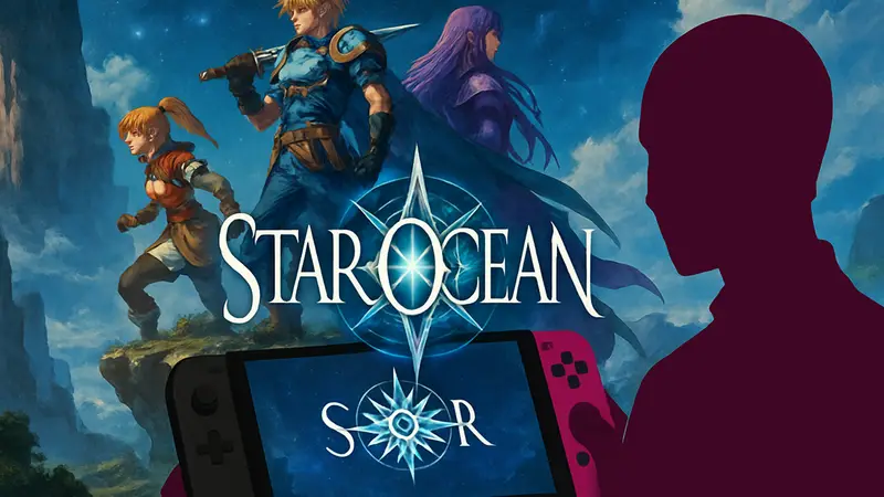 Логотип Star Ocean: The Second Story R на фоне обложки игры для Nintendo Switch 2