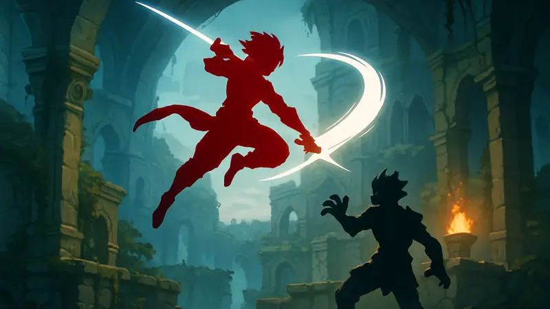 Кадры геймплея SlashZero: персонаж выполняет воздушное комбо в аниме-стиле.