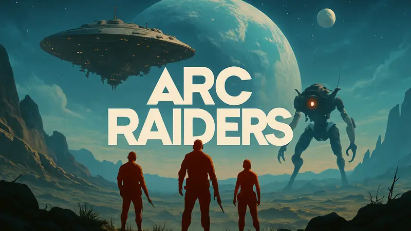 Логотип Arc Raiders на фоне нового контента обновления Shrouded Sky с космическим пейзажем.