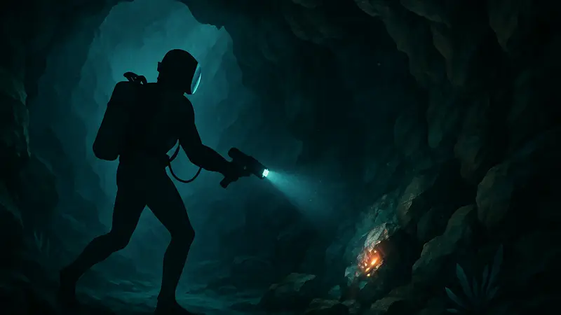 Игрок Subnautica 2 исследует подводные пещеры в поисках Троиллита