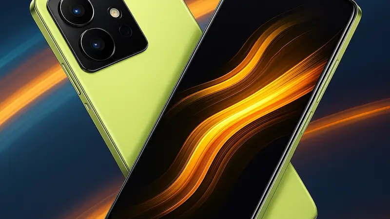 Изображение смартфона Realme Neo 8, демонстрирующего свои флагманские характеристики и дизайн.