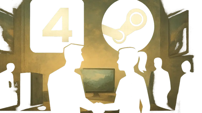 Логотипы AMD FSR 4 и Steam Machine, символизирующие сотрудничество компаний