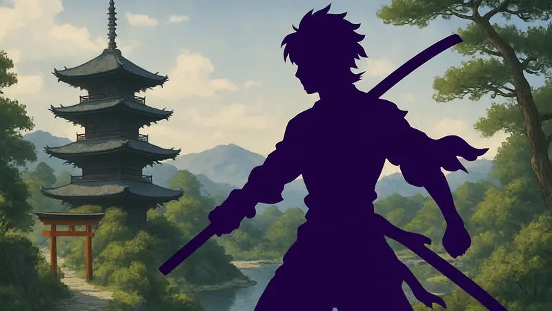 Главный герой экшен-RPG Muramasa: Revenant Blades с мечом на фоне японского пейзажа.