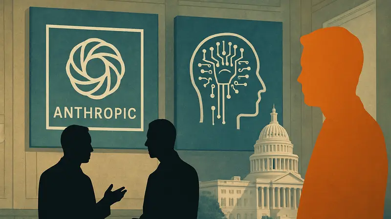 Логотип Anthropic или схематическое изображение искусственного интеллекта Mythos и правительства.