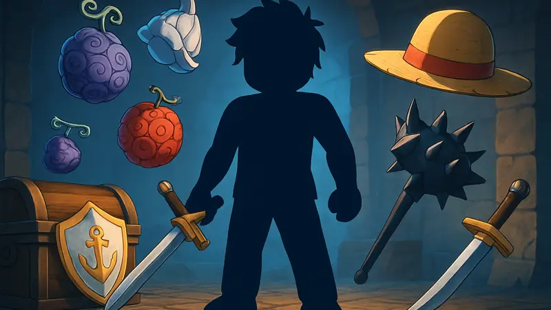 Игровые артефакты и оружие из Roblox Sailor Piece, демонстрирующие лучшие комбинации для усиления персонажа.