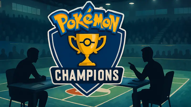 Логотип Pokemon Champions на фоне игрового поля, символизирующий платное членство и его преимущества