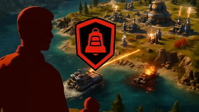 Изображение скриншота Command & Conquer: Red Alert 3 с элементами нового патча или логотипа сообщества.
