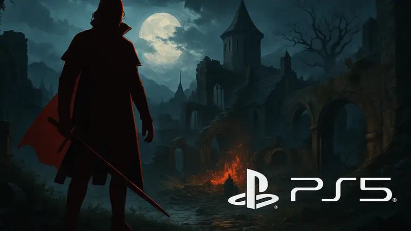 The Blood of the Dawnwalker работает на PlayStation 5, кадр из игры, логотип PS5
