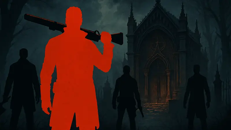 Название игры Hunter: The Reckoning – Deathwish на темном фоне с элементами готического дизайна