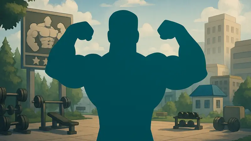 Персонаж из Muscle Legends с демонстрацией новых мышц, полученных благодаря кодам февраля 2026.