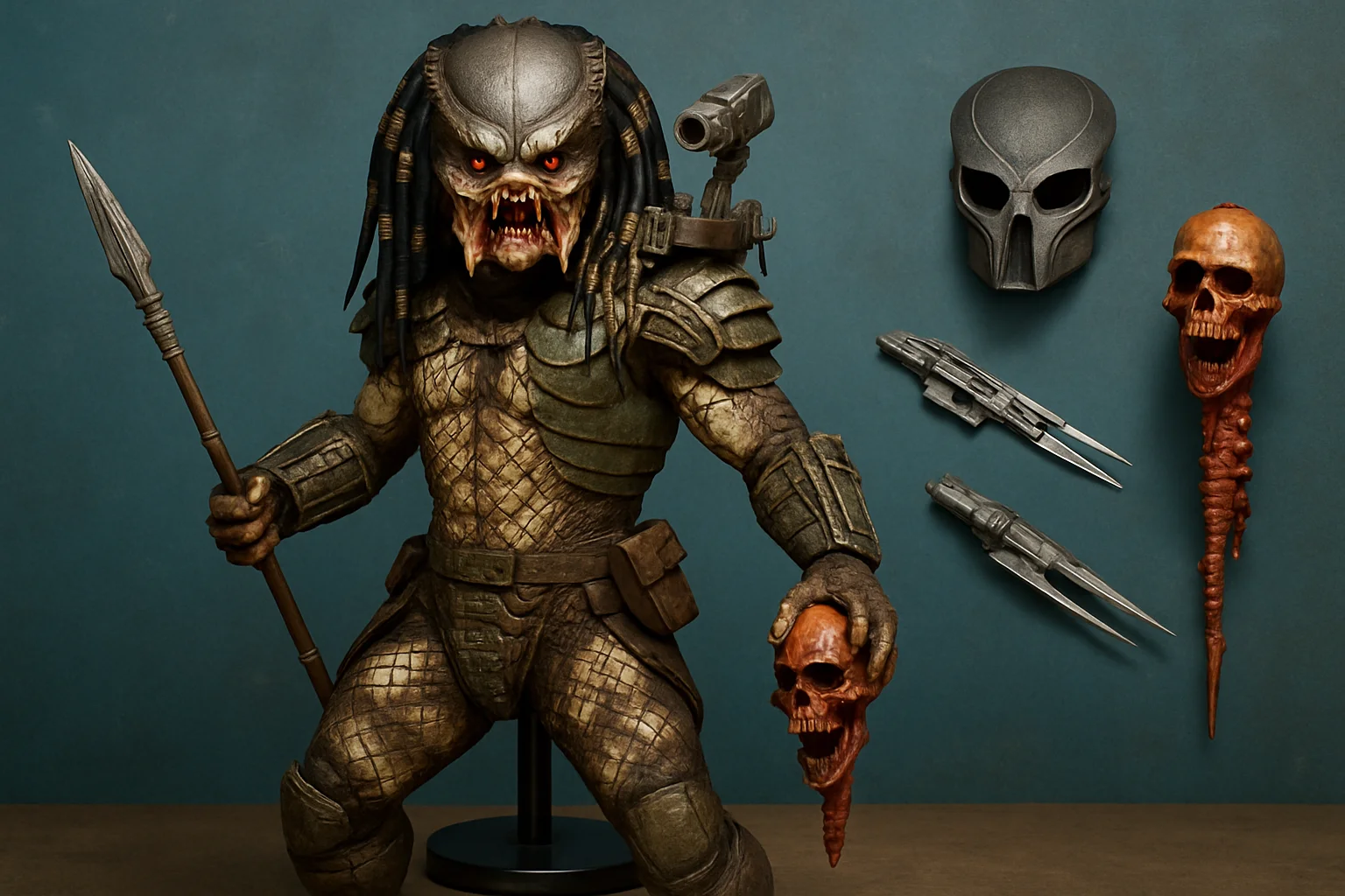 Коллекционная фигурка Нджохры от Hot Toys из фильма «Хищник: Планета смерти» с подвижными глазами и аксессуарами.