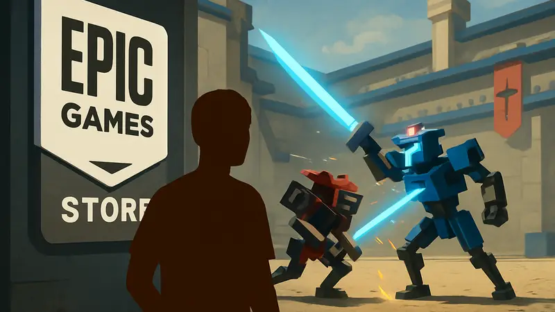 Логотип Epic Games Store и изображение бесплатной игры Clone Drone Danger Zone