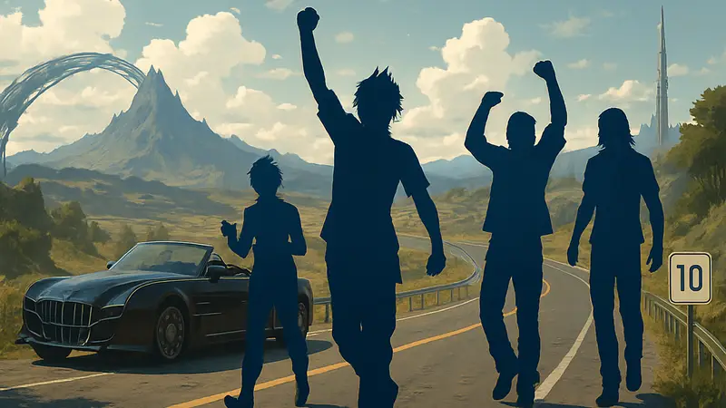 Ноктис и друзья на дороге из Final Fantasy 15 празднуют 10 лет игры