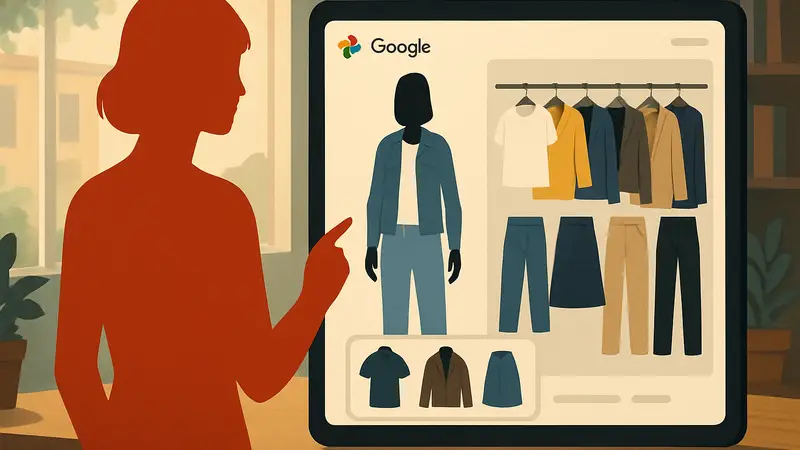 Интерфейс Google Фото с новой функцией ИИ-примерки одежды и виртуальным гардеробом.